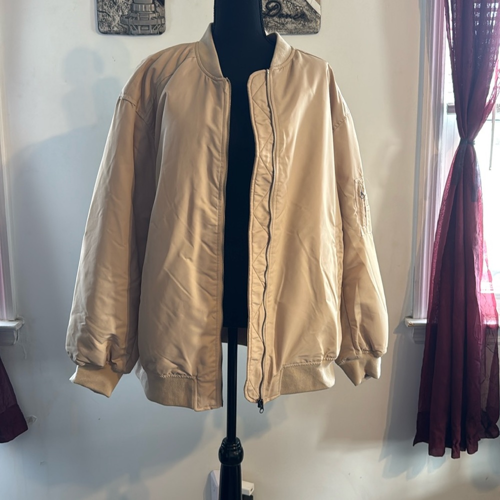 Tan Jacket with Zipper.